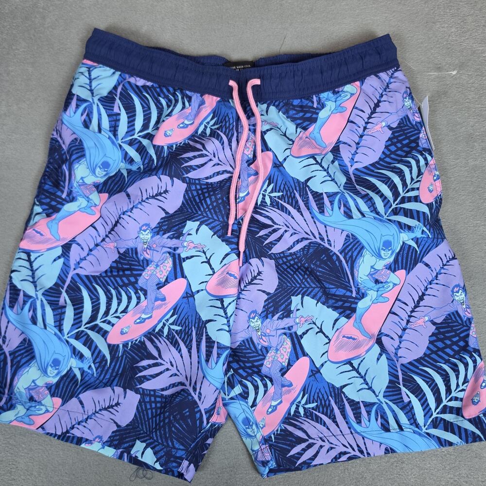 Batman Joker Surfing Swim Trunks Men's Size Small Blue Pink Board Shorts NWT